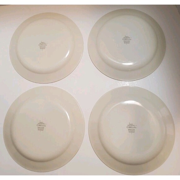 Corelle Heirloom Bloom Salad Plate Dessert Green W/ Leaf Pattern Vitrelle 4 Pk